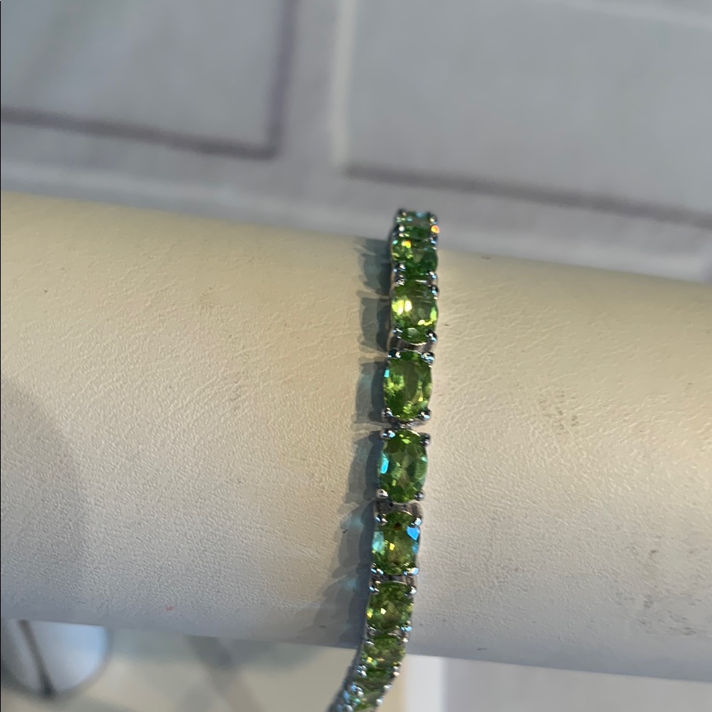 Green Gemstone Sterling Silver Bracelet